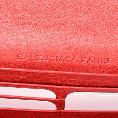 Balenciaga Agneau Giant 12 Silver Hardware Money Wallet Rouge Coquelicot 6 of 9