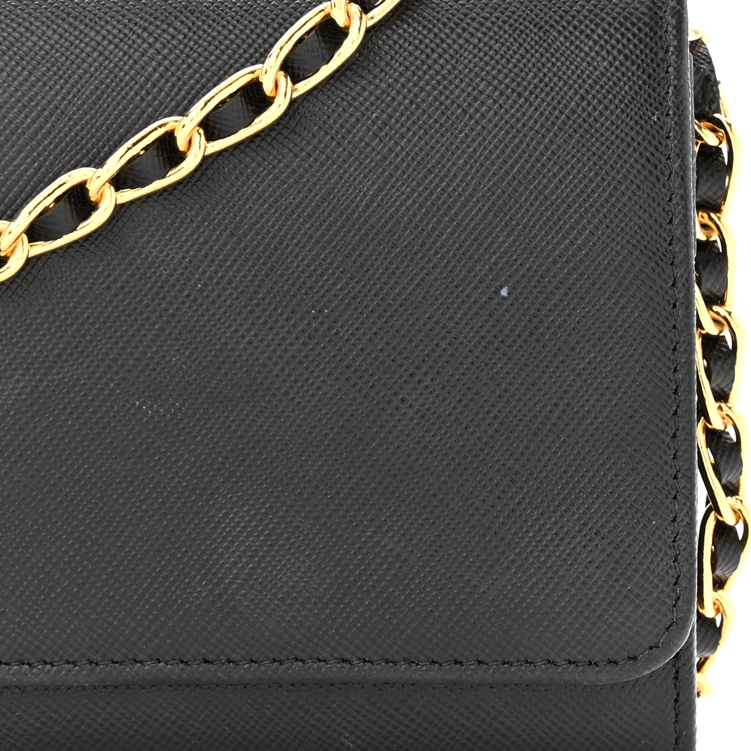 Prada Saffiano Metal Oro Chain Wallet Black 11 of 15