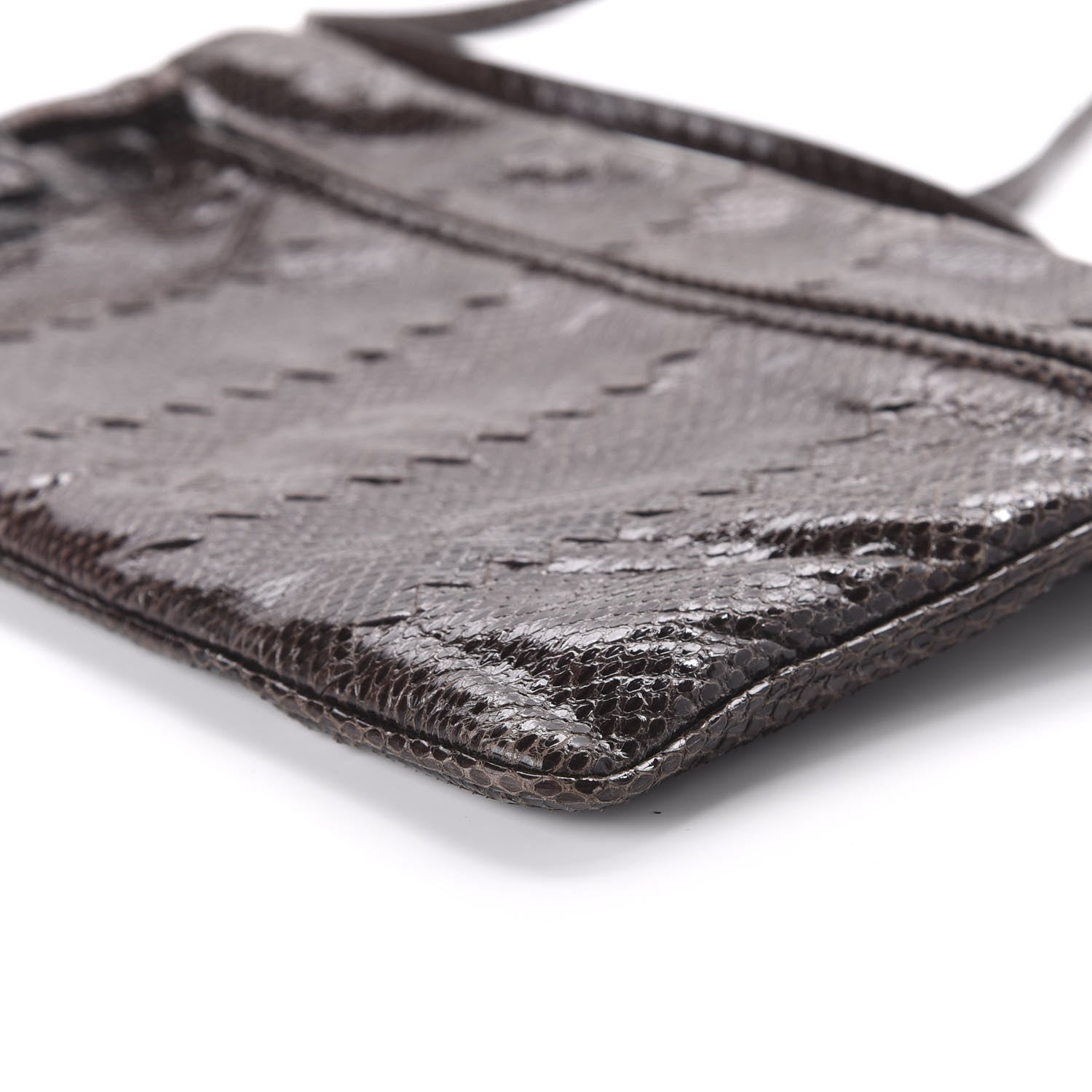 Bottega Veneta Ayers Snakeskin Flat Crossbody Brown 7 of 9