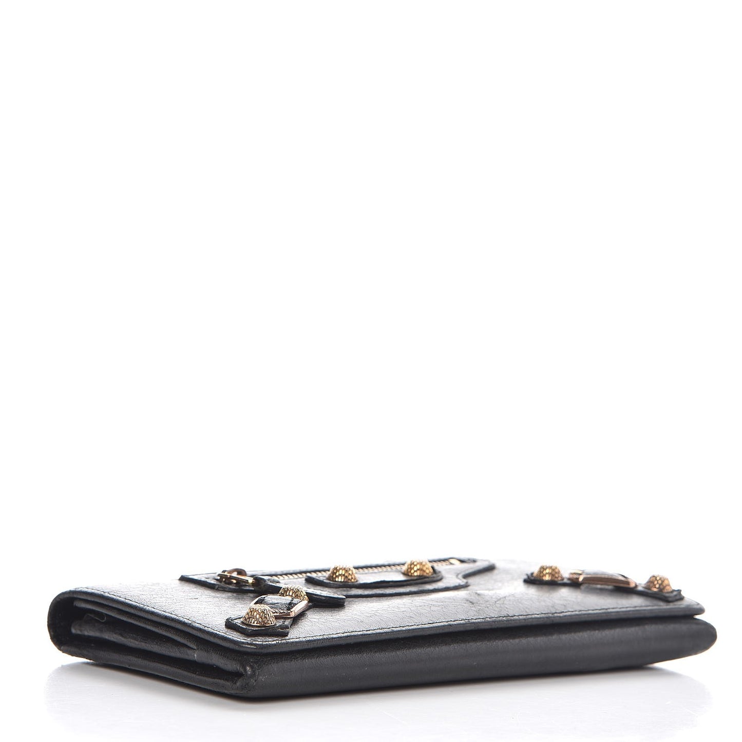 Agneau Giant 12 Rose Gold Hardware Money Wallet Black