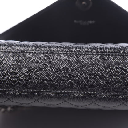 Saint Laurent Grain De Poudre Textured Mixed Matelasse Triquilt Medium Monogram Satchel Black 10 of 13