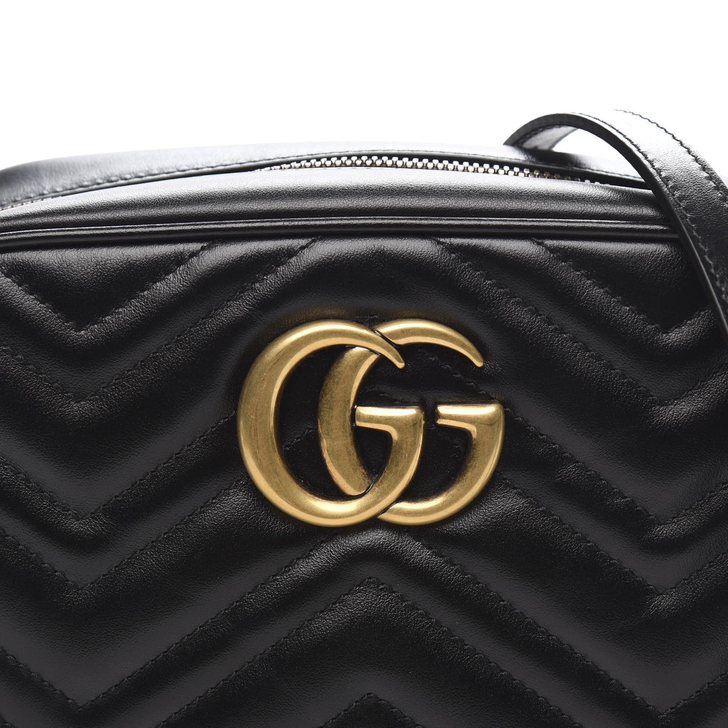 Calfskin Matelasse Small GG Marmont Chain Shoulder Bag Black