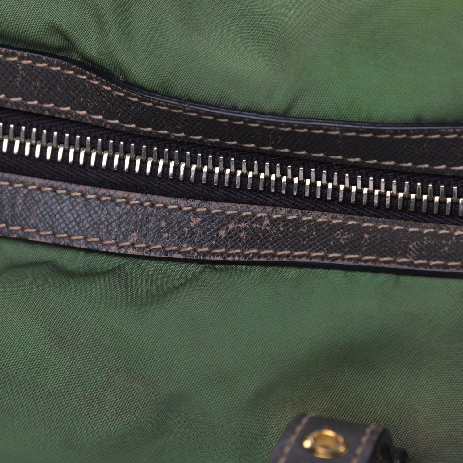 Prada Saffiano Tessuto Nylon Shopping Tote Green Brown 21 of 24