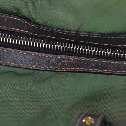 Prada Saffiano Tessuto Nylon Shopping Tote Green Brown 21 of 24