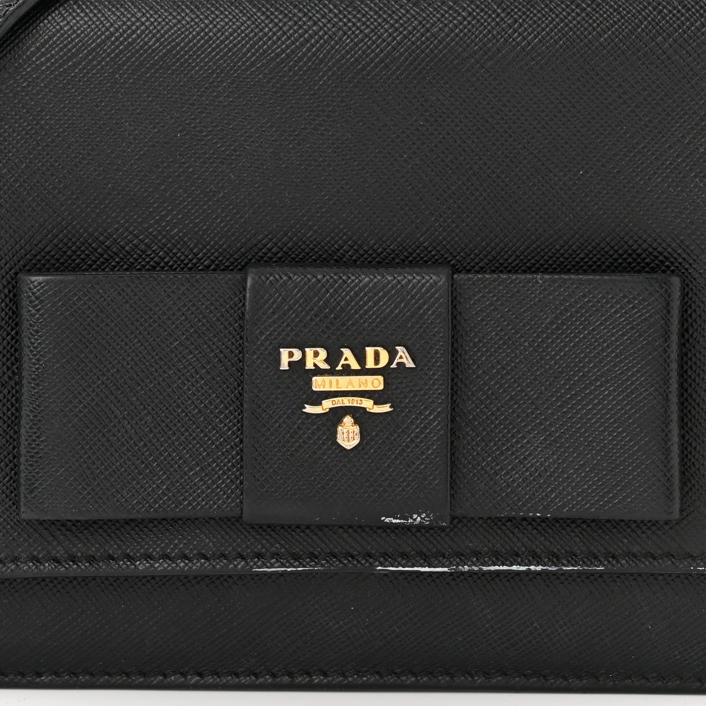 Saffiano Lux Bow Crossbody Bag Black