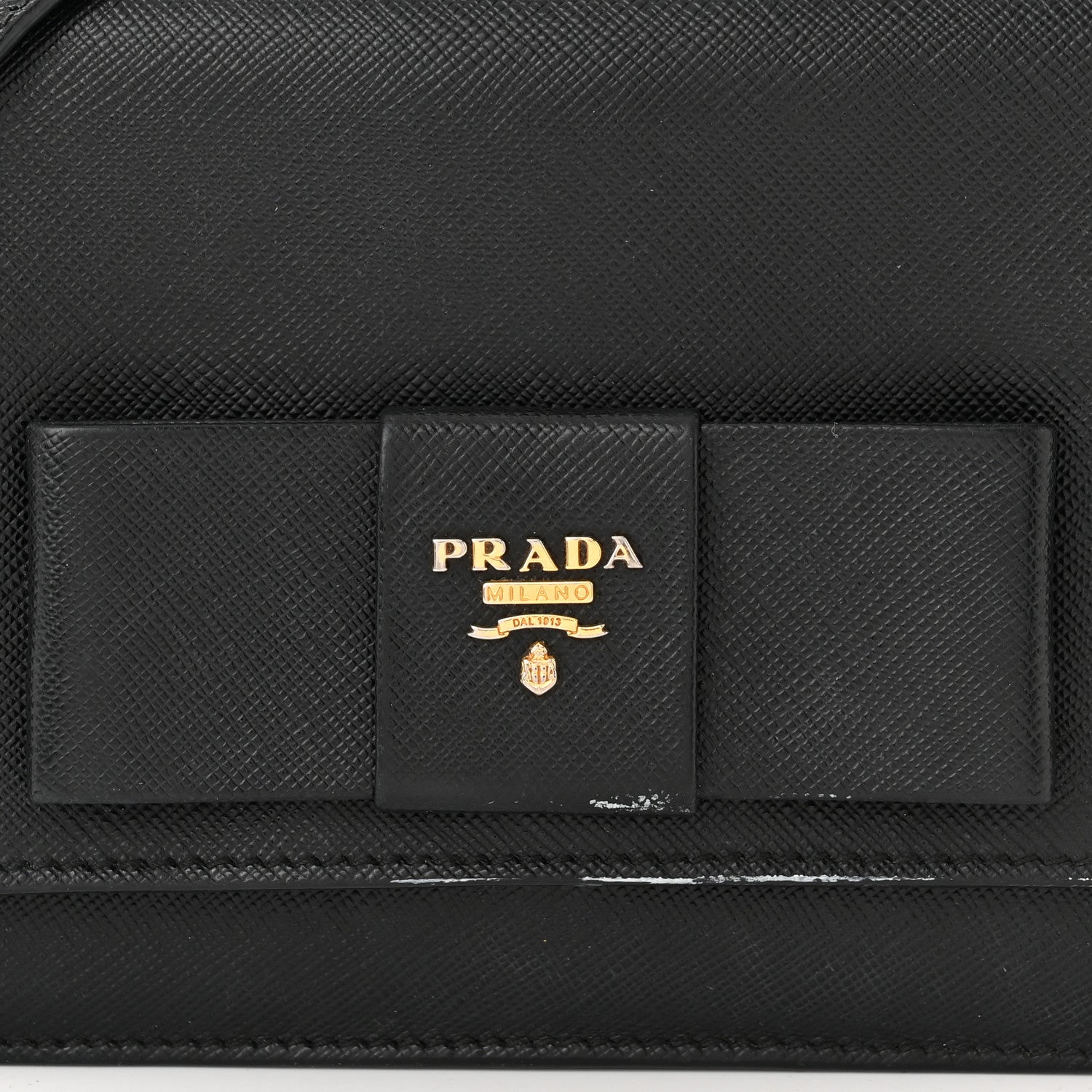Prada Saffiano Lux Bow Crossbody Bag Black 9 of 16