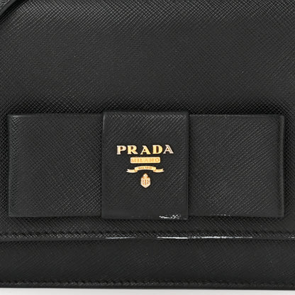 Prada Saffiano Lux Bow Crossbody Bag Black 9 of 16