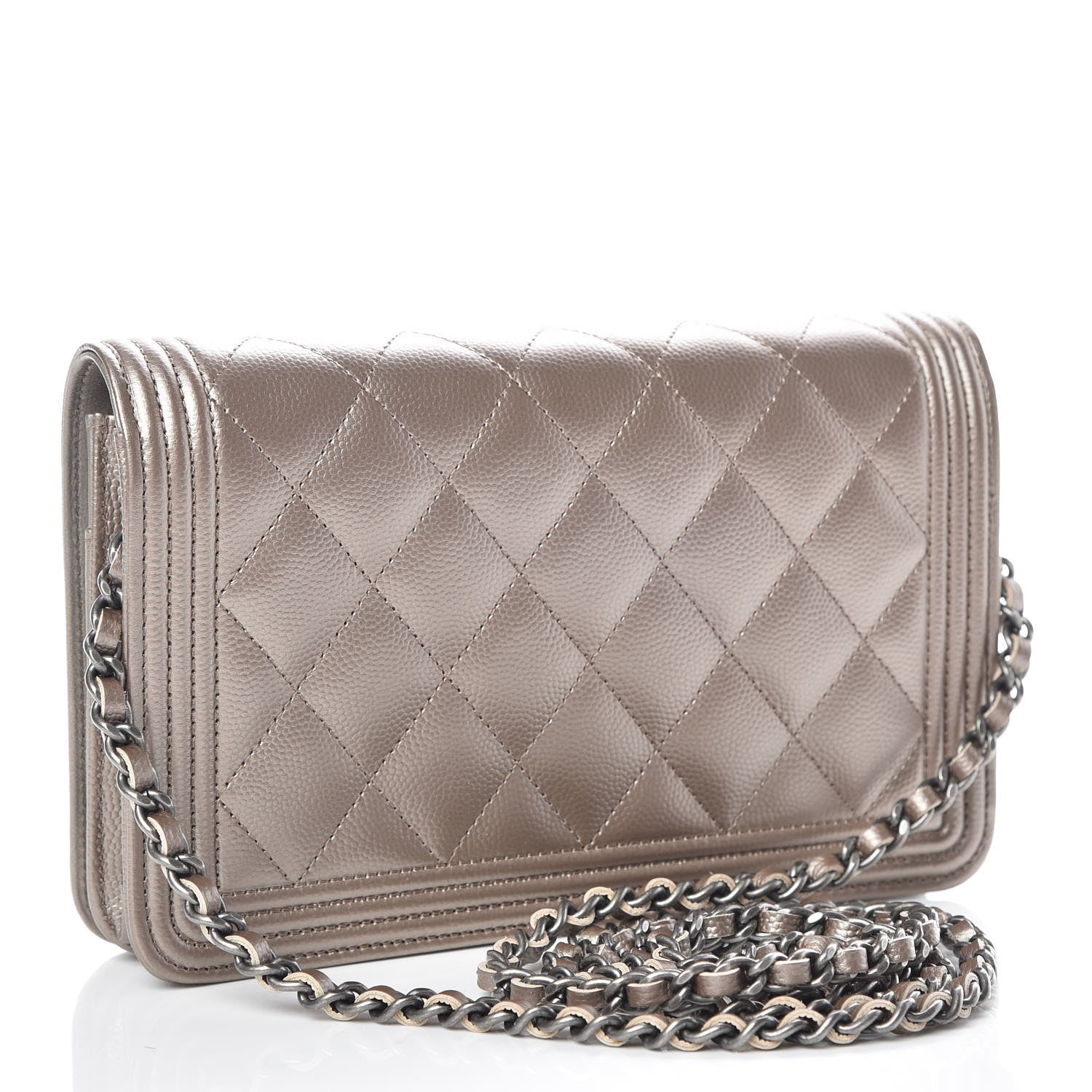 Chanel Metallic Caviar Quilted Boy Wallet On Chain WOC Copper 3 of 13