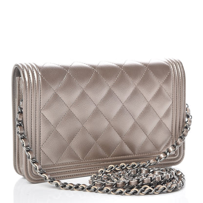 Chanel Metallic Caviar Quilted Boy Wallet On Chain WOC Copper 3 of 13