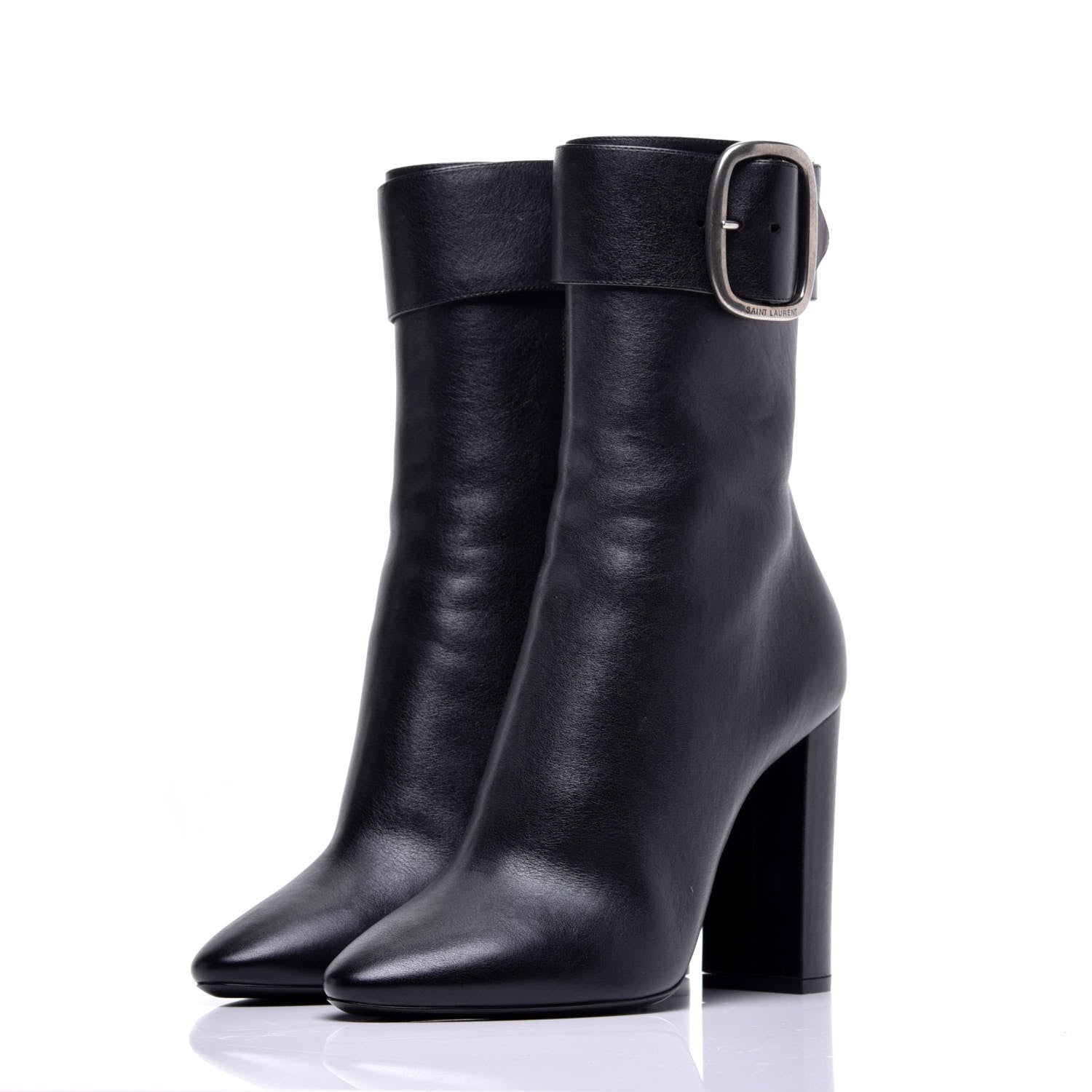 Saint Laurent Calfskin Joplin Buckle Booties 40 Black 3 of 10
