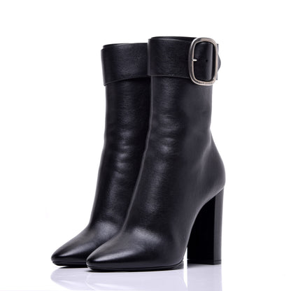 Saint Laurent Calfskin Joplin Buckle Booties 40 Black 3 of 10