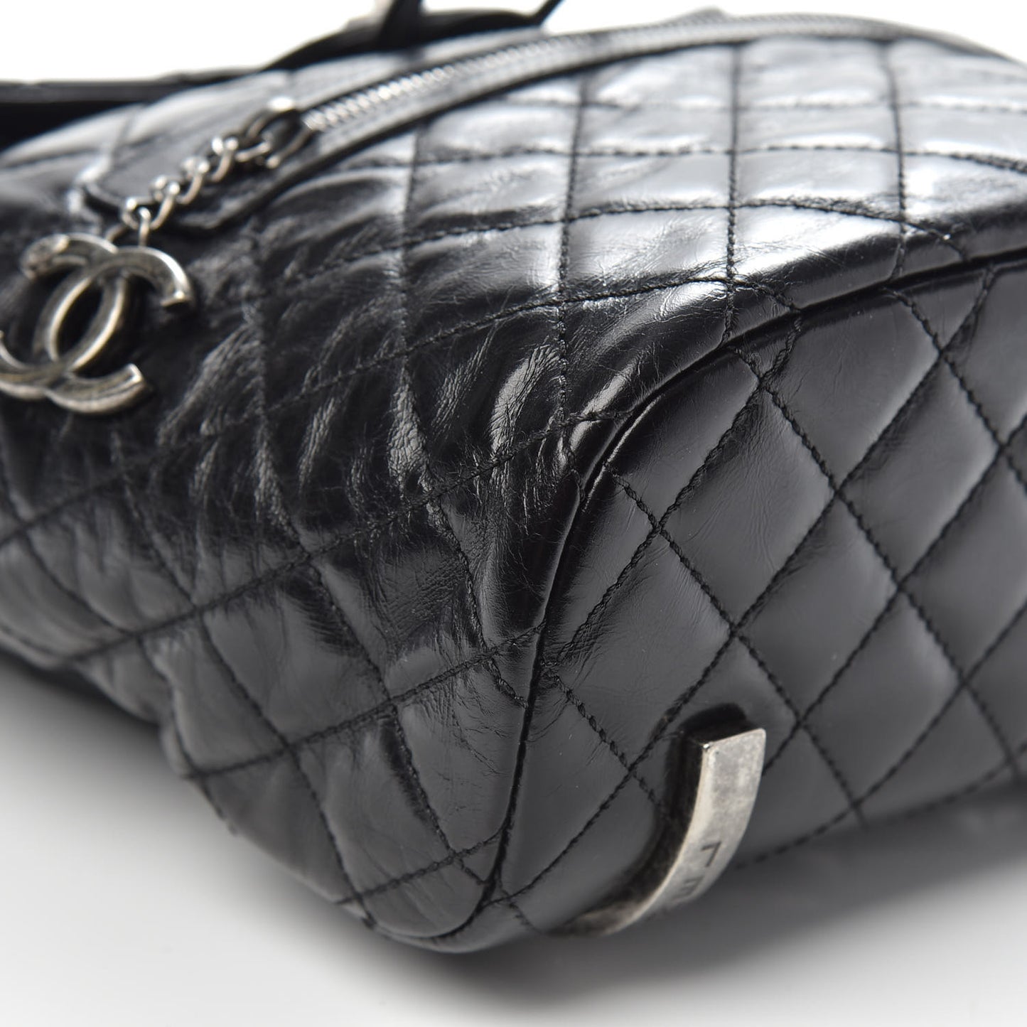 Glazed Calfskin Quilted Small Salzburg Mountain Backpack Black
