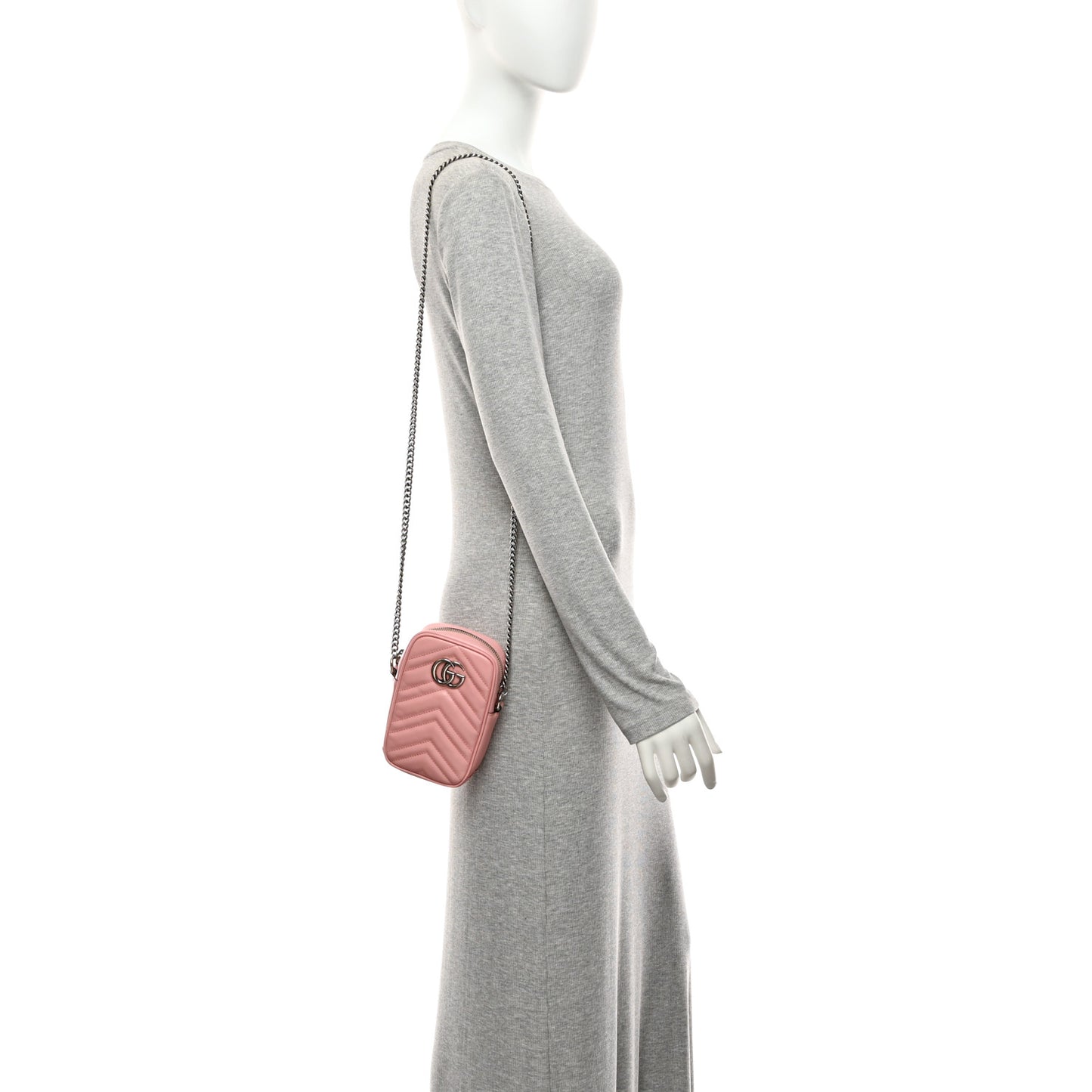 Calfskin Matelasse Mini GG Marmont Crossbody Bag Wild Rose