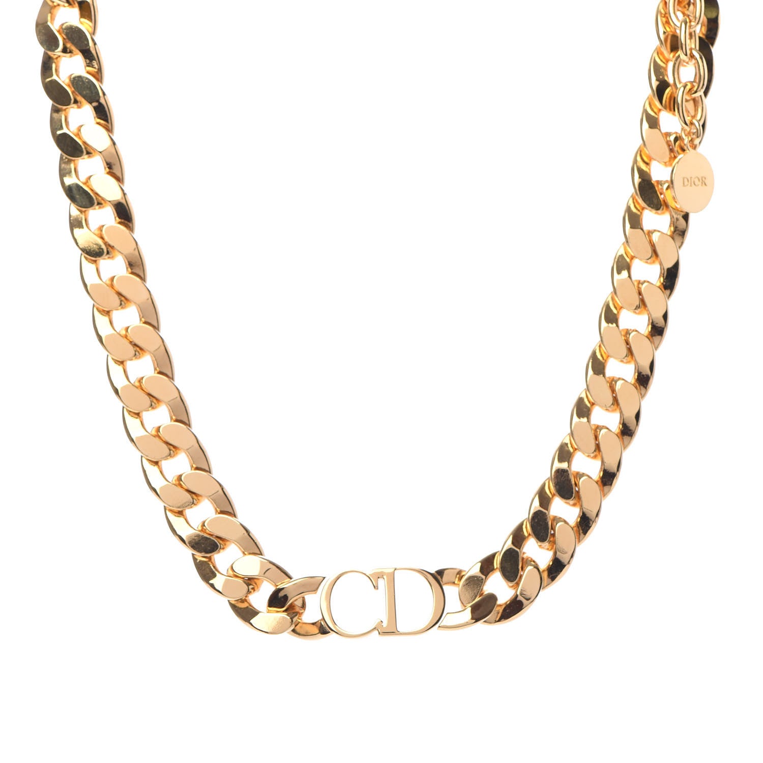 Christian Dior Metal CD Choker Necklace Gold 1 of 6