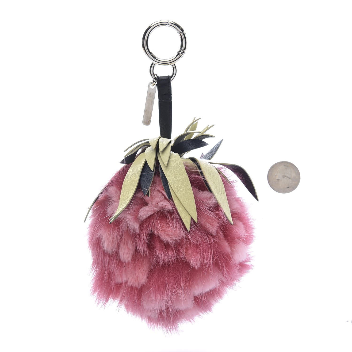 Fendi Fox Rabbit Fur Nappa Pineapple Bag Charm Rosa Scuro Banana Multicolor 2 of 4