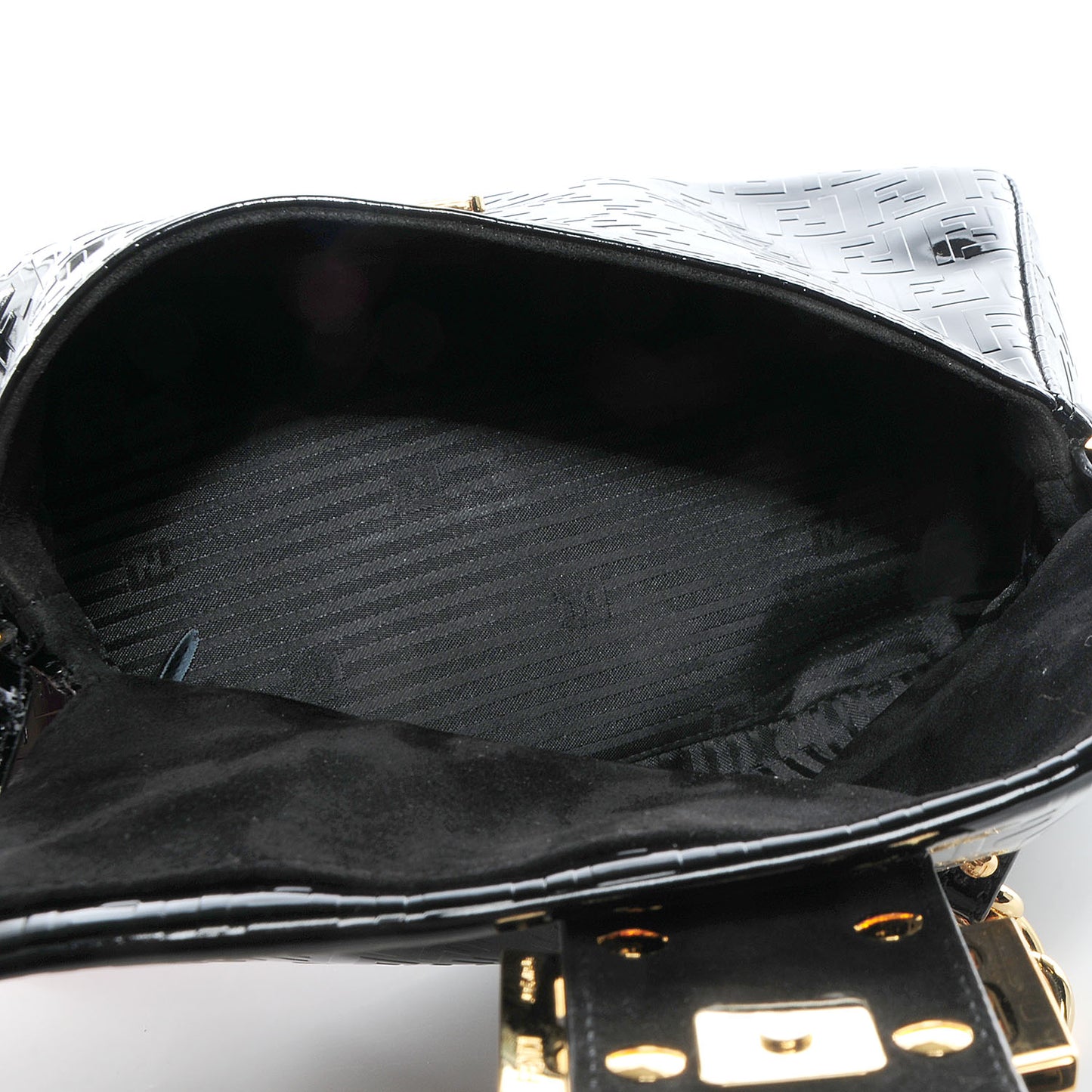 Patent FF Embossed Forever Mini Mama Baguette Black