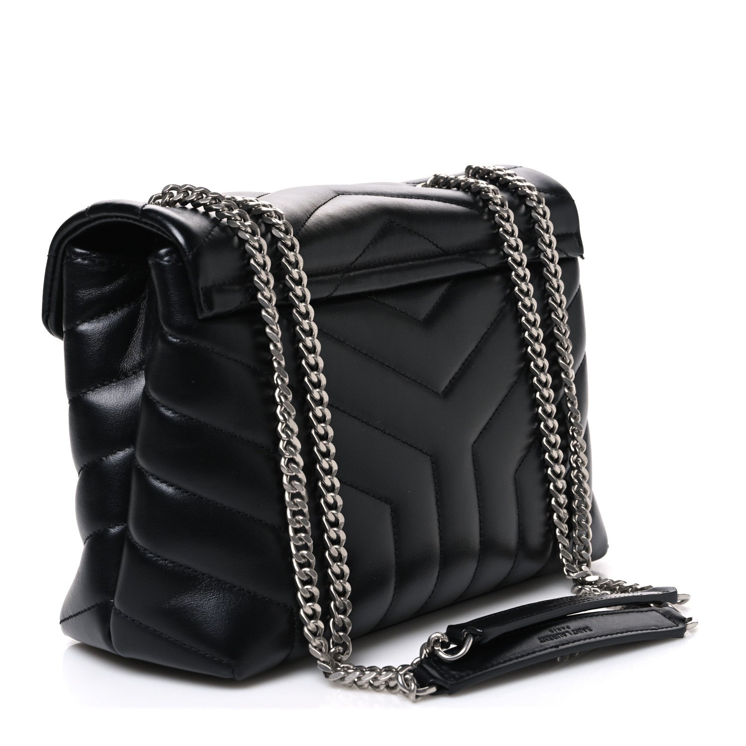 Saint Laurent Calfskin Y Quilted Monogram Small Loulou Chain Satchel Black 3 of 10