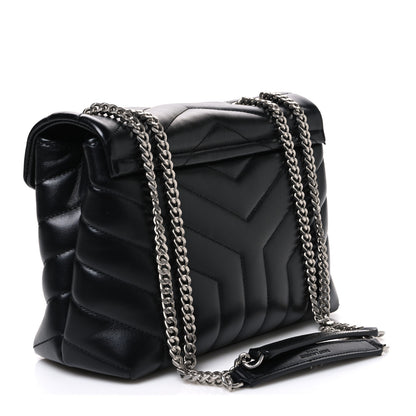 Saint Laurent Calfskin Y Quilted Monogram Small Loulou Chain Satchel Black 3 of 10