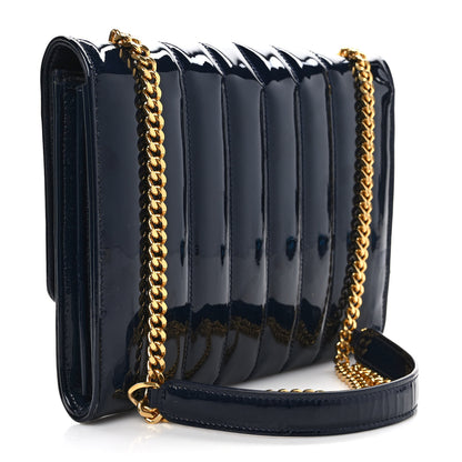 Saint Laurent Patent Calfskin Matelasse Monogram Medium Vicky Chain Bag Blue 3 of 9