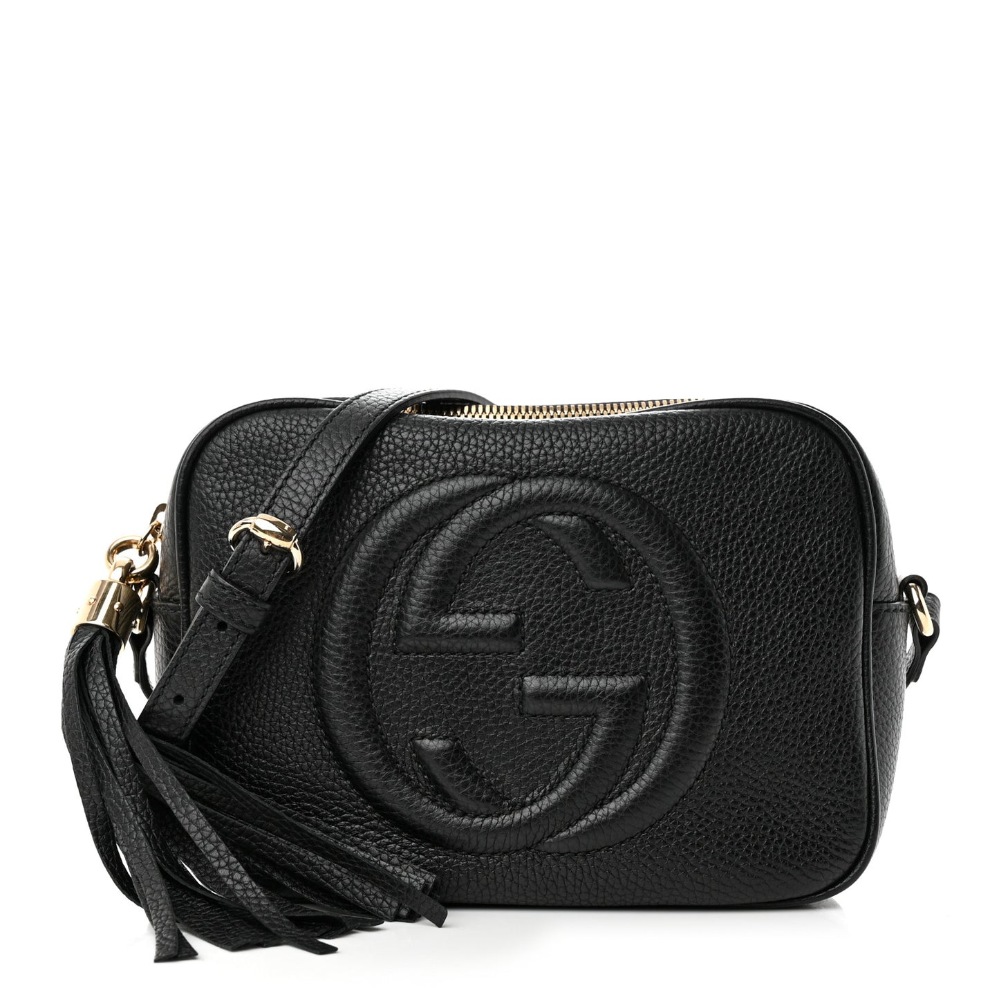Pebbled Calfskin Small Soho Disco Bag Black
