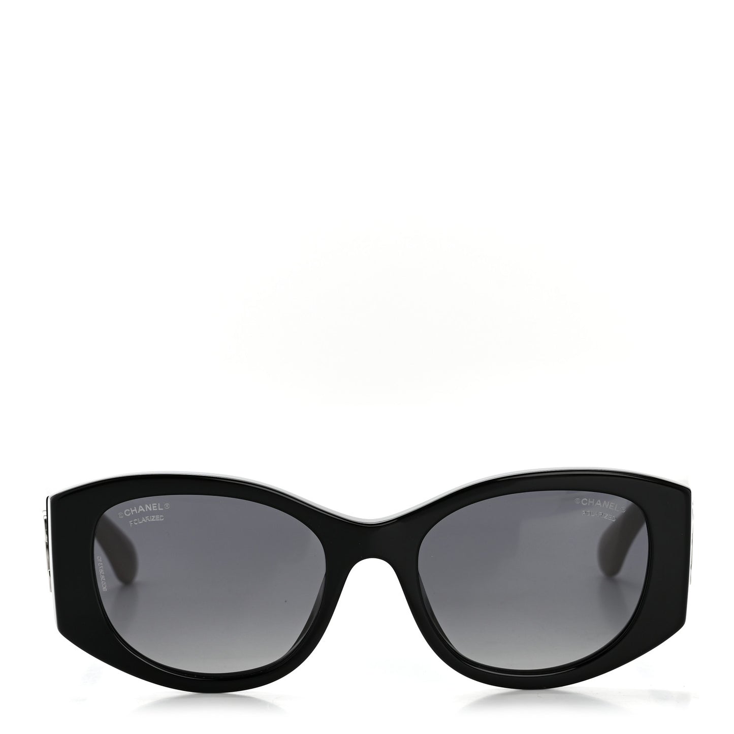 Acetate Oval Sunglasses 5524-A Black Beige