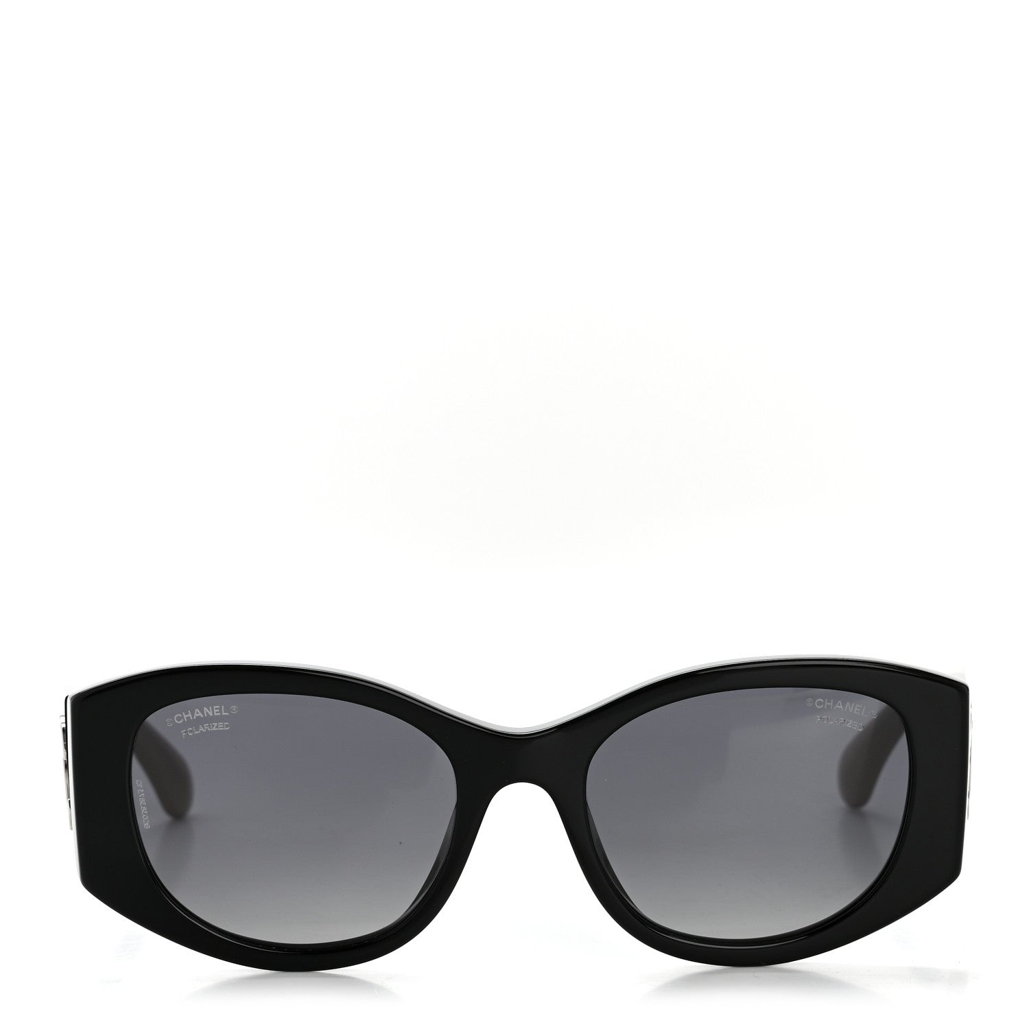 Chanel Acetate Oval Sunglasses 5524-A Black Beige 2 of 8