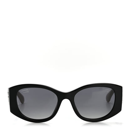 Chanel Acetate Oval Sunglasses 5524-A Black Beige 2 of 8