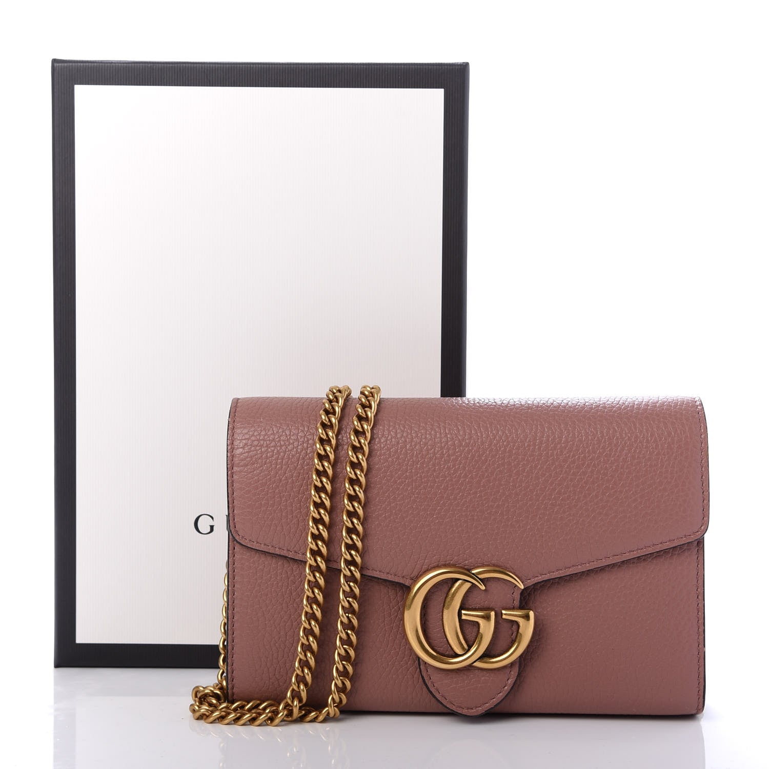 Gucci Cellarius Calfskin GG Marmont Chain Wallet Rosy Phard 9 of 9
