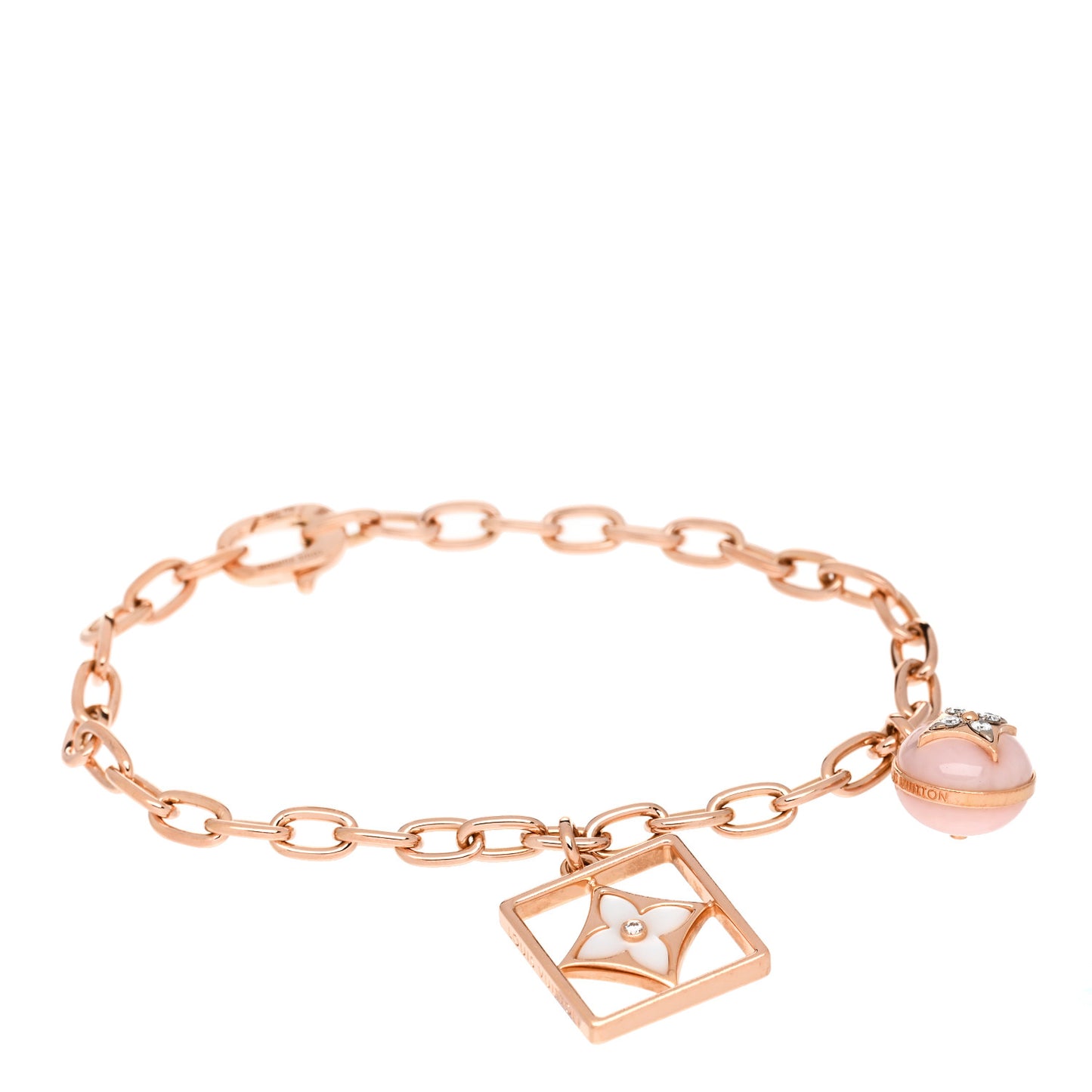 18K Pink Gold Diamond Mother of Pearl Pink Opal B Blossom Bracelet