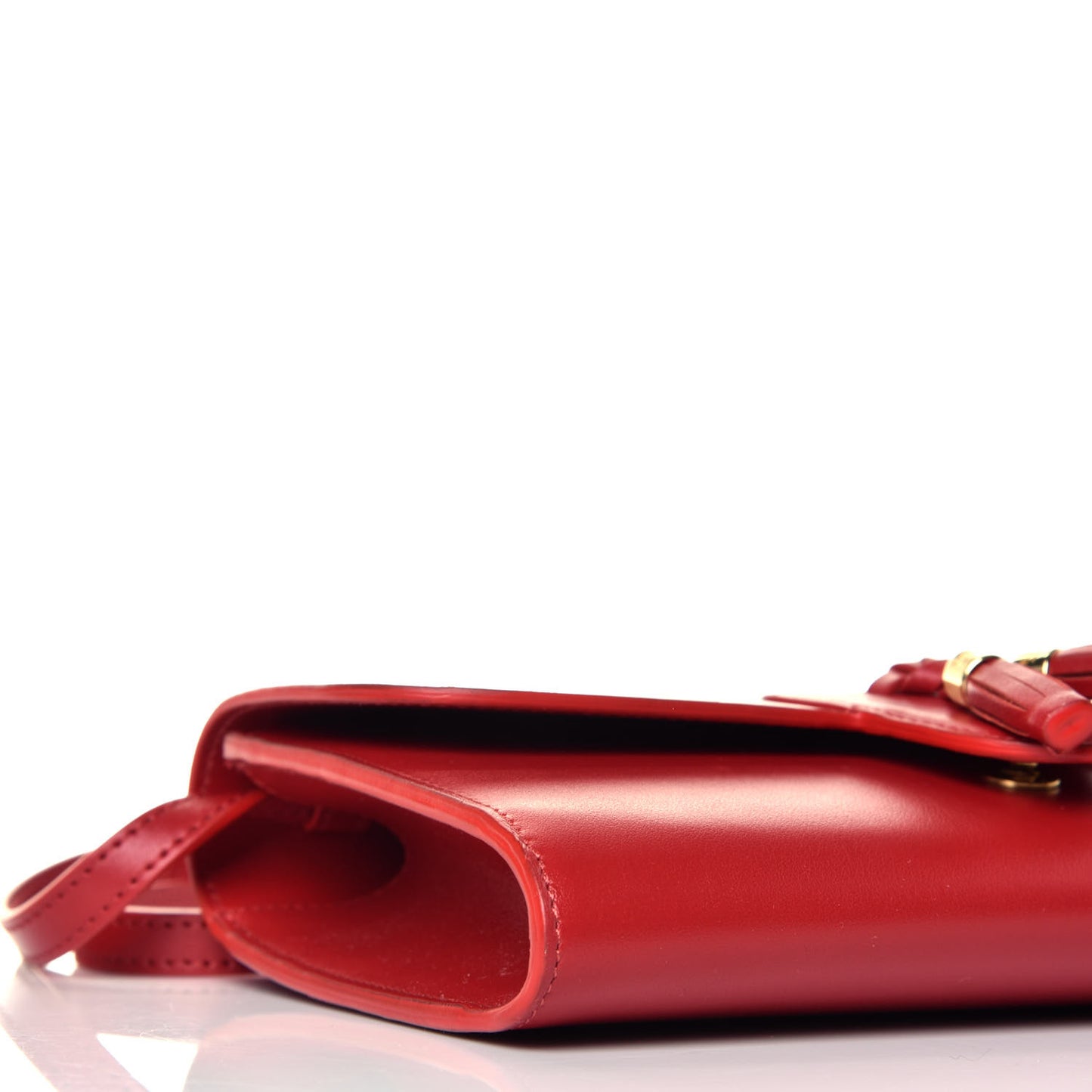 Smooth Calfskin Tassels Wallet On Strap Red