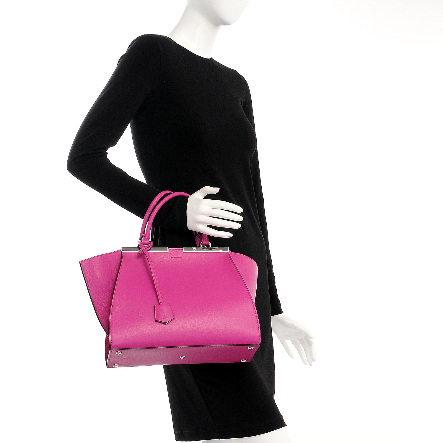 Fendi Vitello Dolce Shiny Nappa Petite 3Jours Tote Magenta Carbone 3 of 8