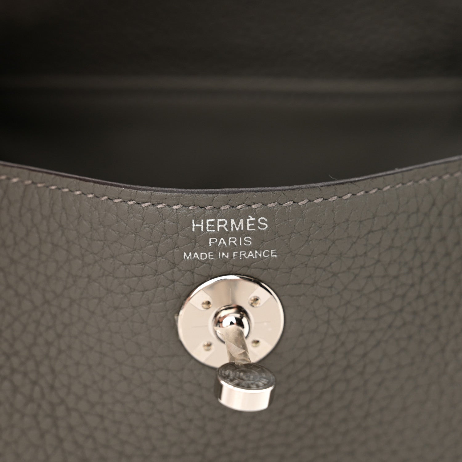 Hermes Taurillon Clemence Mini Lindy 20 Gris Meyer 6 of 11