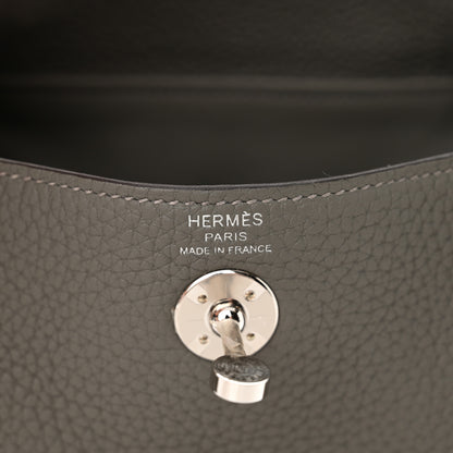 Hermes Taurillon Clemence Mini Lindy 20 Gris Meyer 6 of 11