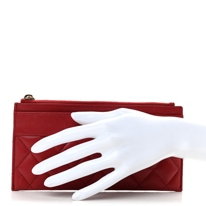 Chanel Sheepskin Quilted Mademoiselle Vintage Zip Pouch Red 2 of 8