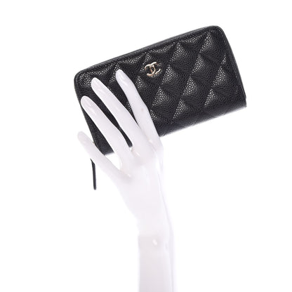 Chanel Caviar Quilted Medium Zip Around Wallet Black 2 of 9