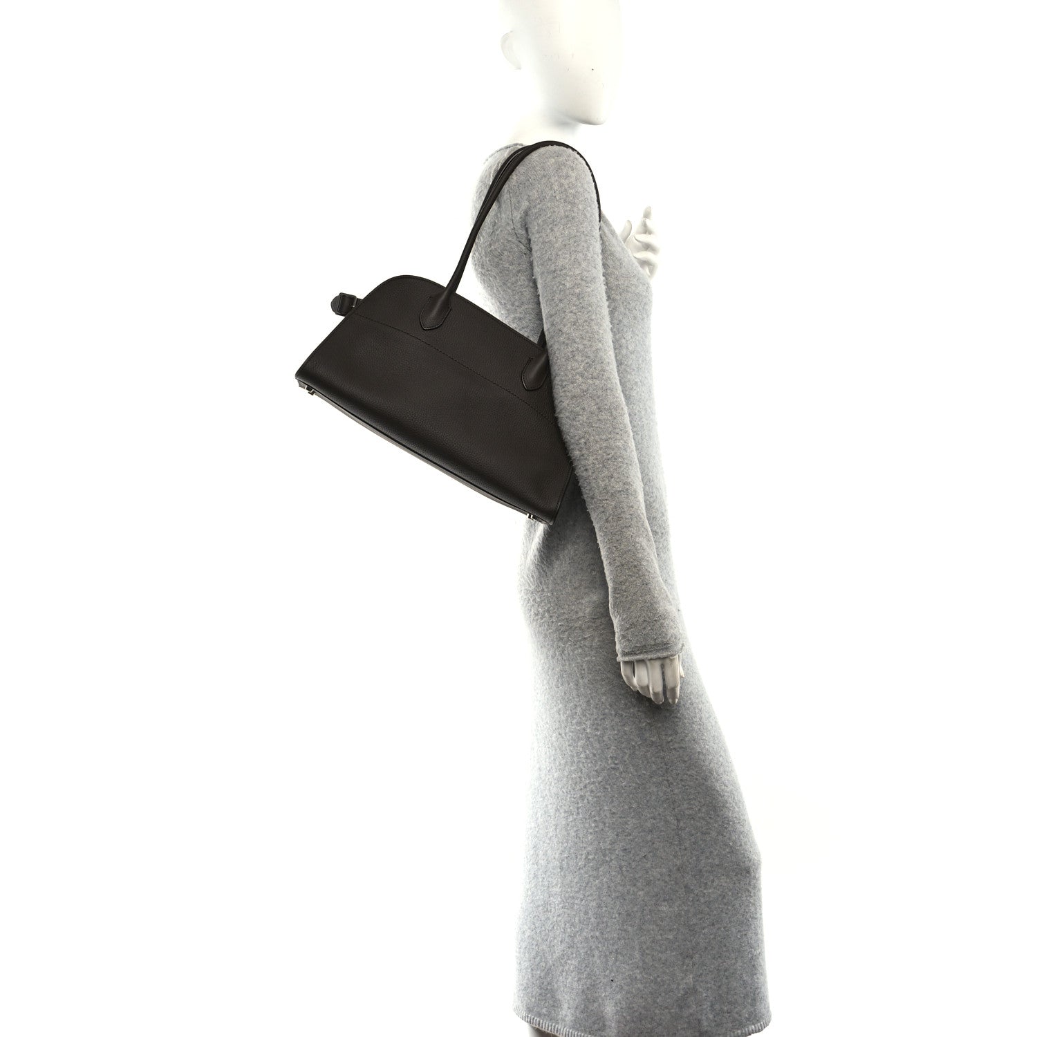 The Row Matte Grained Calfskin Margaux Shoulder 12 Deep Brown 2 of 9