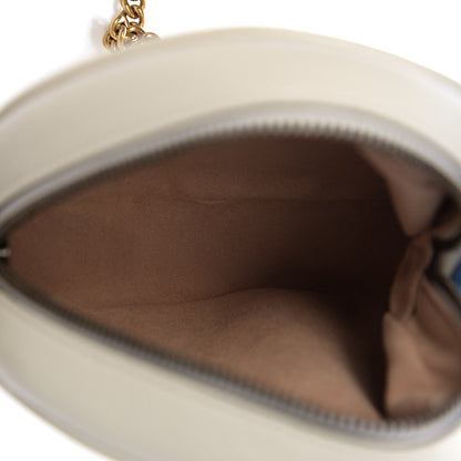 Gucci Calfskin Matelasse Mini GG Marmont Round Shoulder Bag White 4 of 9