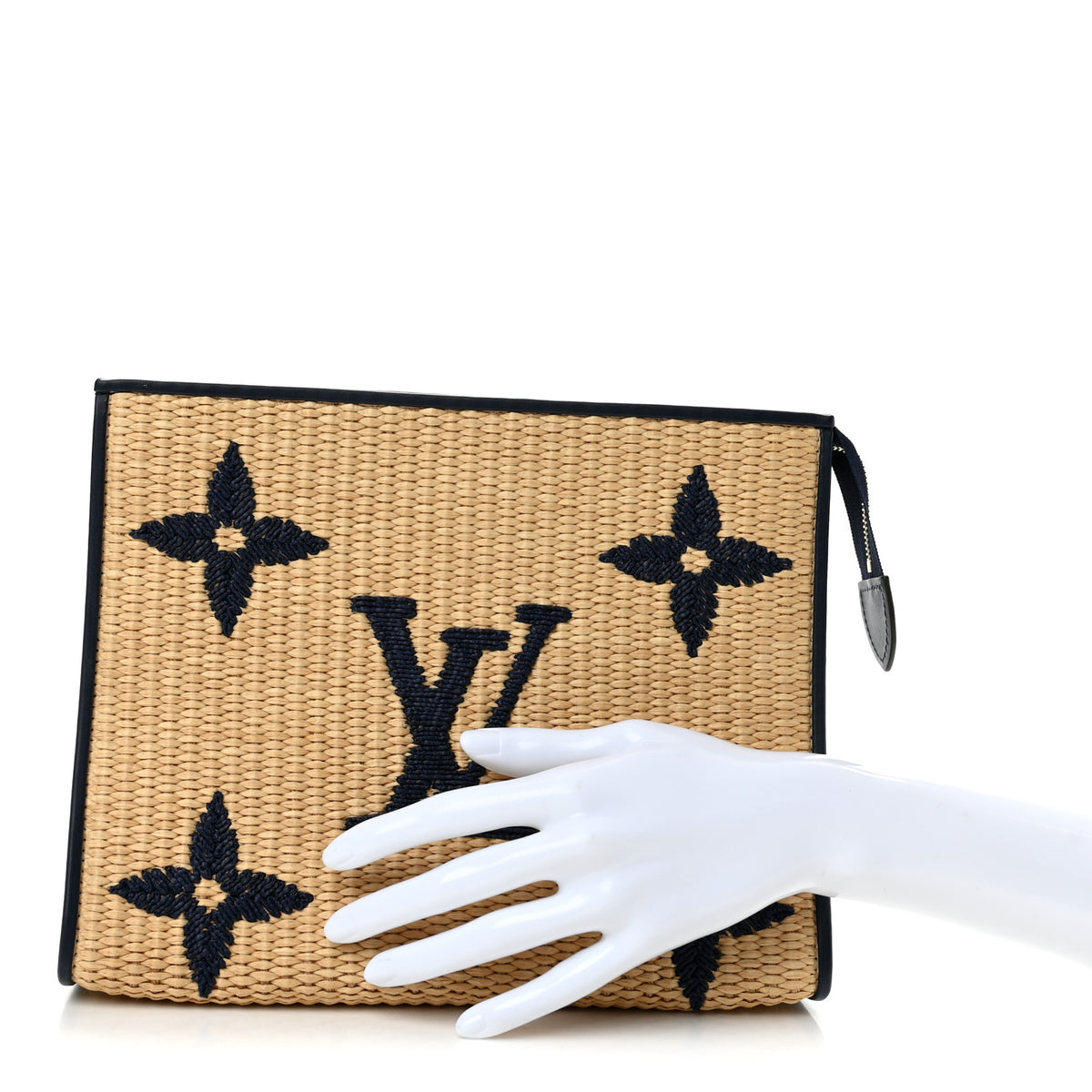 Louis Vuitton Raffia Calfskin Monogram Giant Toiletry Pouch 26 Blue 2 of 7