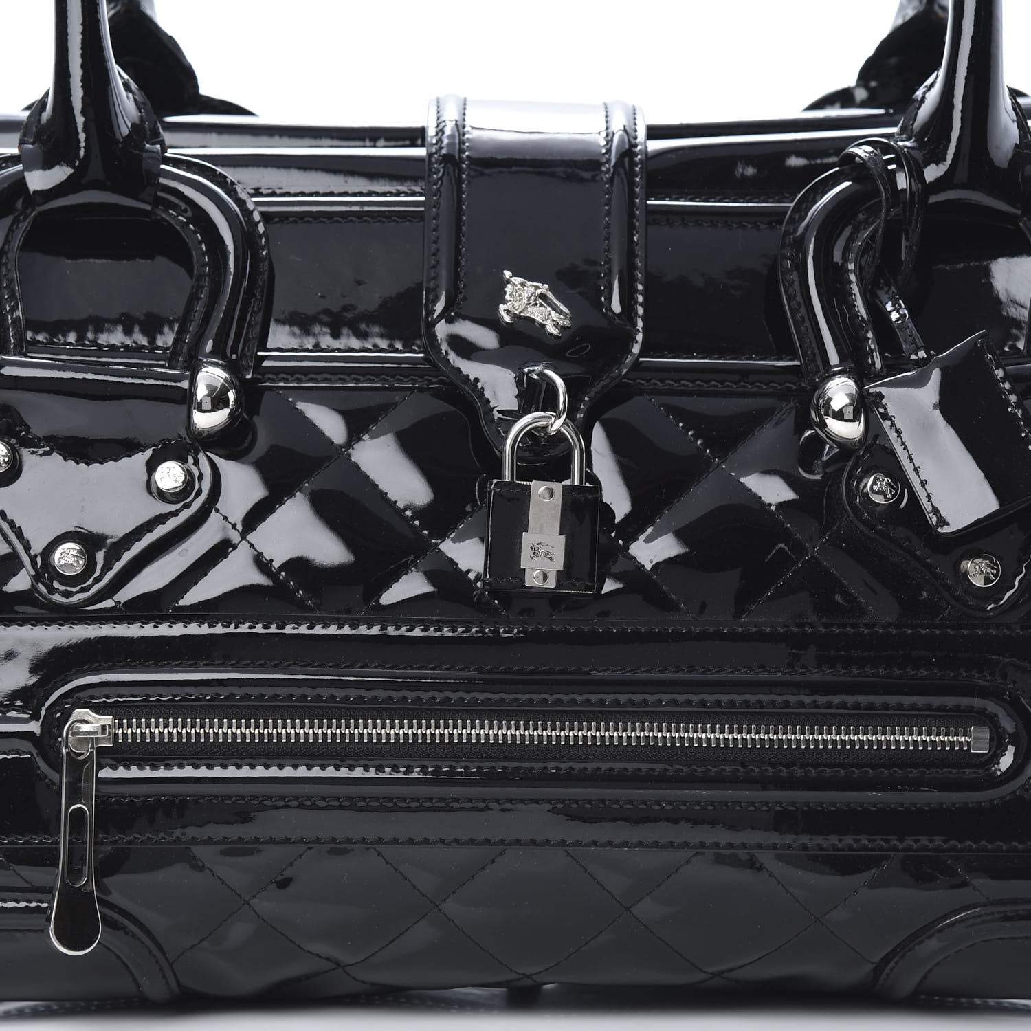 Burberry Patent Quilted Large Manor Tote Black 662622 – FASHIONPHILE