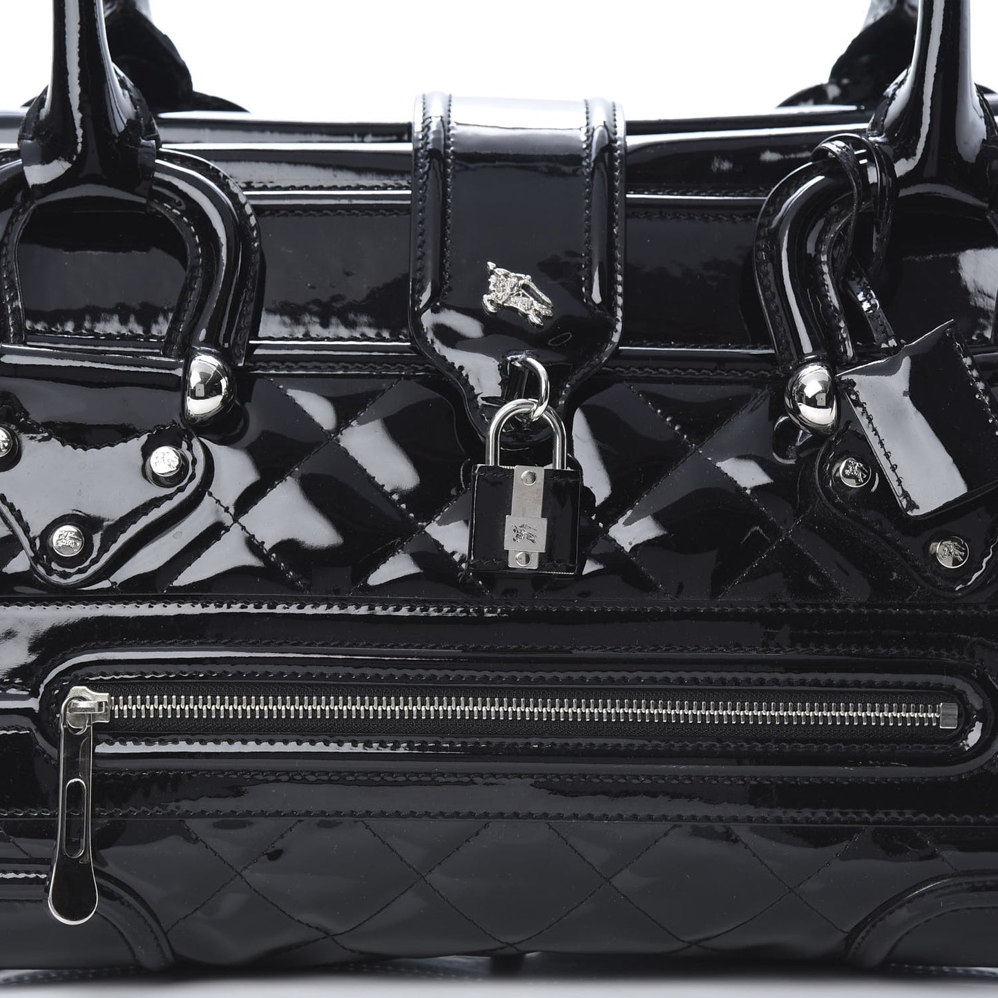Patent Quilted Large Manor Tote Black