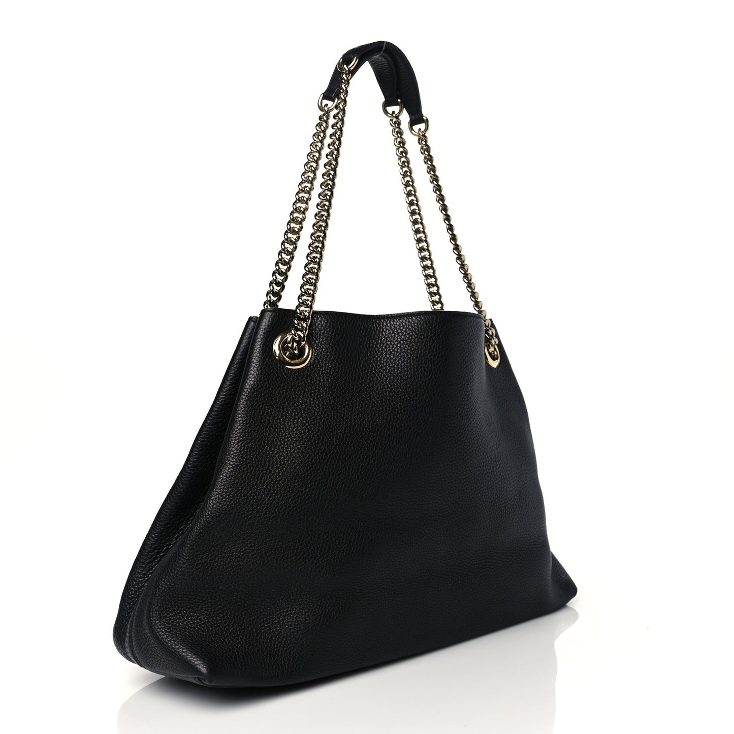 Pebbled Calfskin Medium Soho Chain Shoulder Bag Black