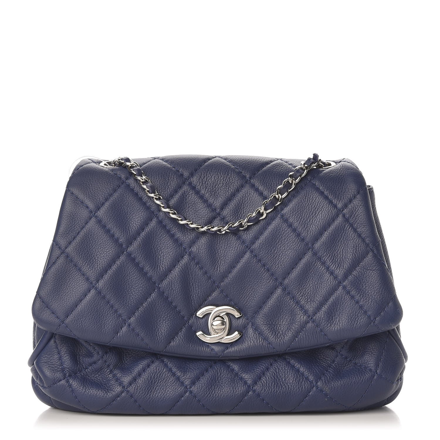 Chanel Calfskin Quilted CC Curvy Flap Blue 1 of 11
