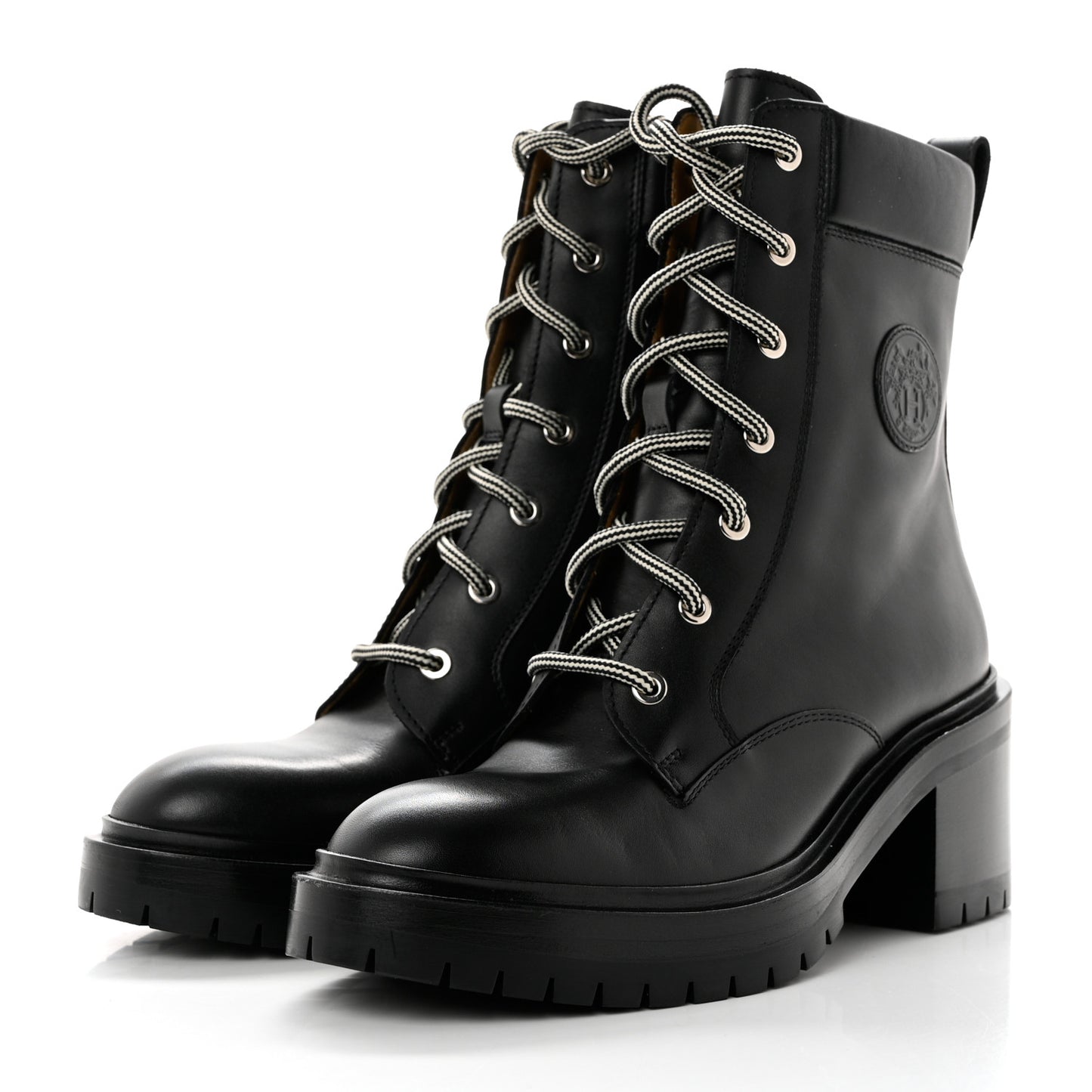 Calfskin Bridge Ankle Boots 37 Black