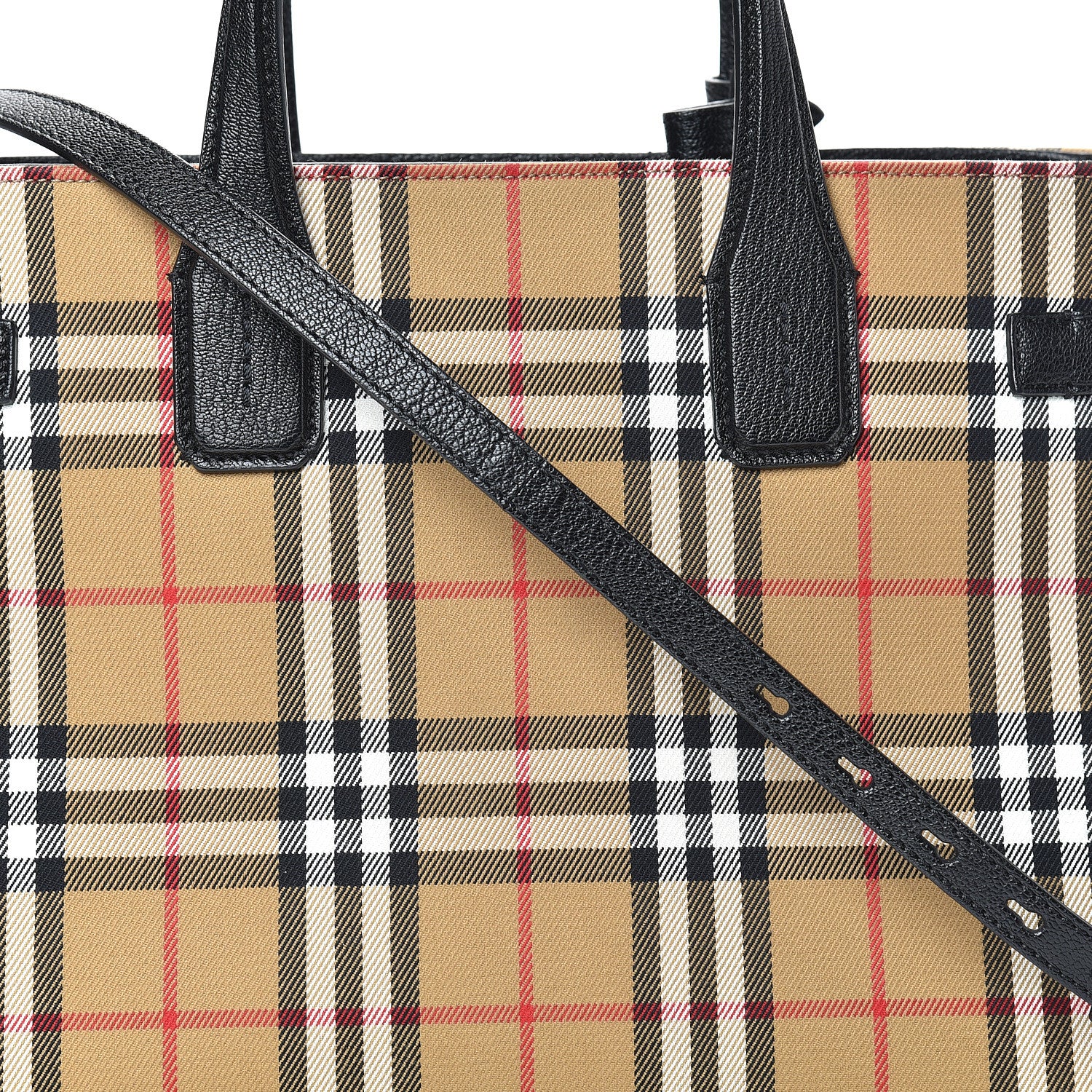 Burberry Goatskin Vintage Check Medium Banner Tote Black 8 of 11