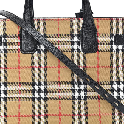 Burberry Goatskin Vintage Check Medium Banner Tote Black 8 of 11