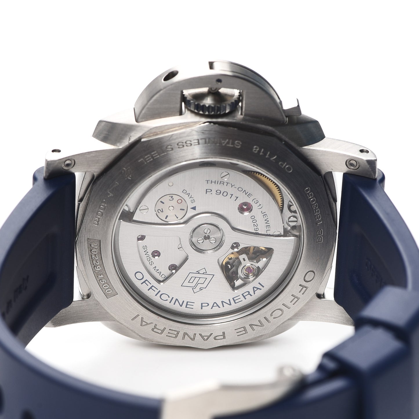 Stainless Steel Rubber 44mm Luminor 1950 GMT Automatic Watch Blue PAM01033