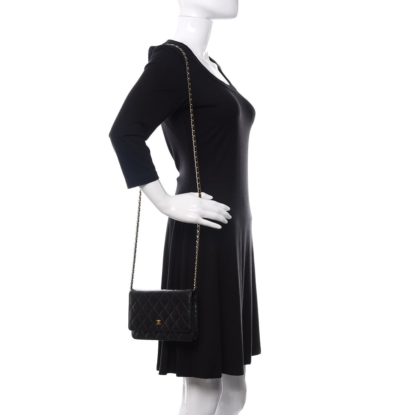 Caviar Quilted Wallet On Chain WOC Black