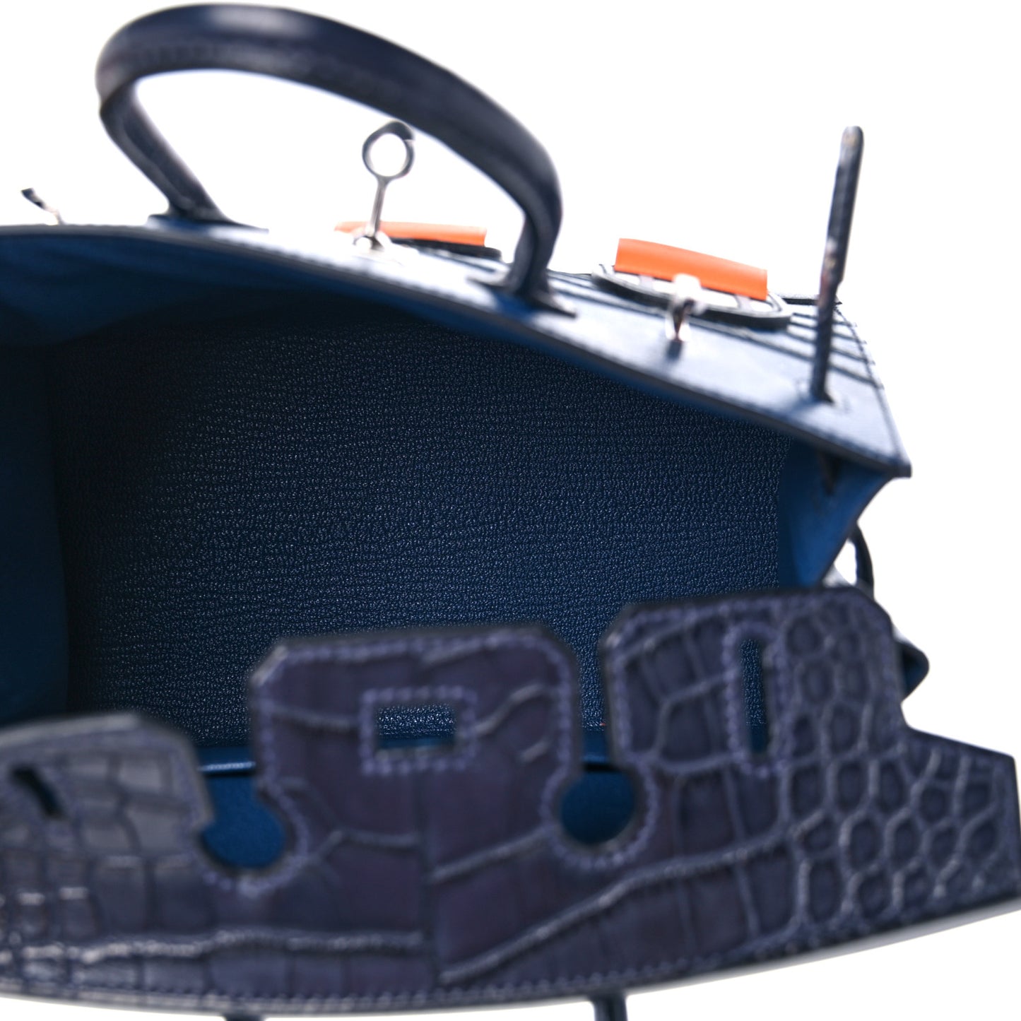 Madame Calfskin Matte Alligator Epsom Faubourg By Night Birkin Sellier 20 Deep Bleu Bleu Marine Craie