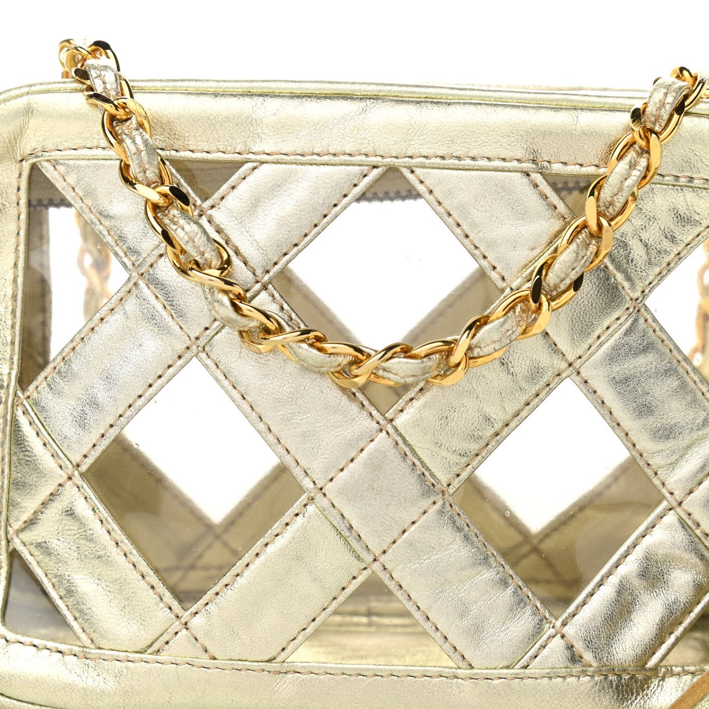 Metallic Lambskin PVC Tassel Camera Case Gold