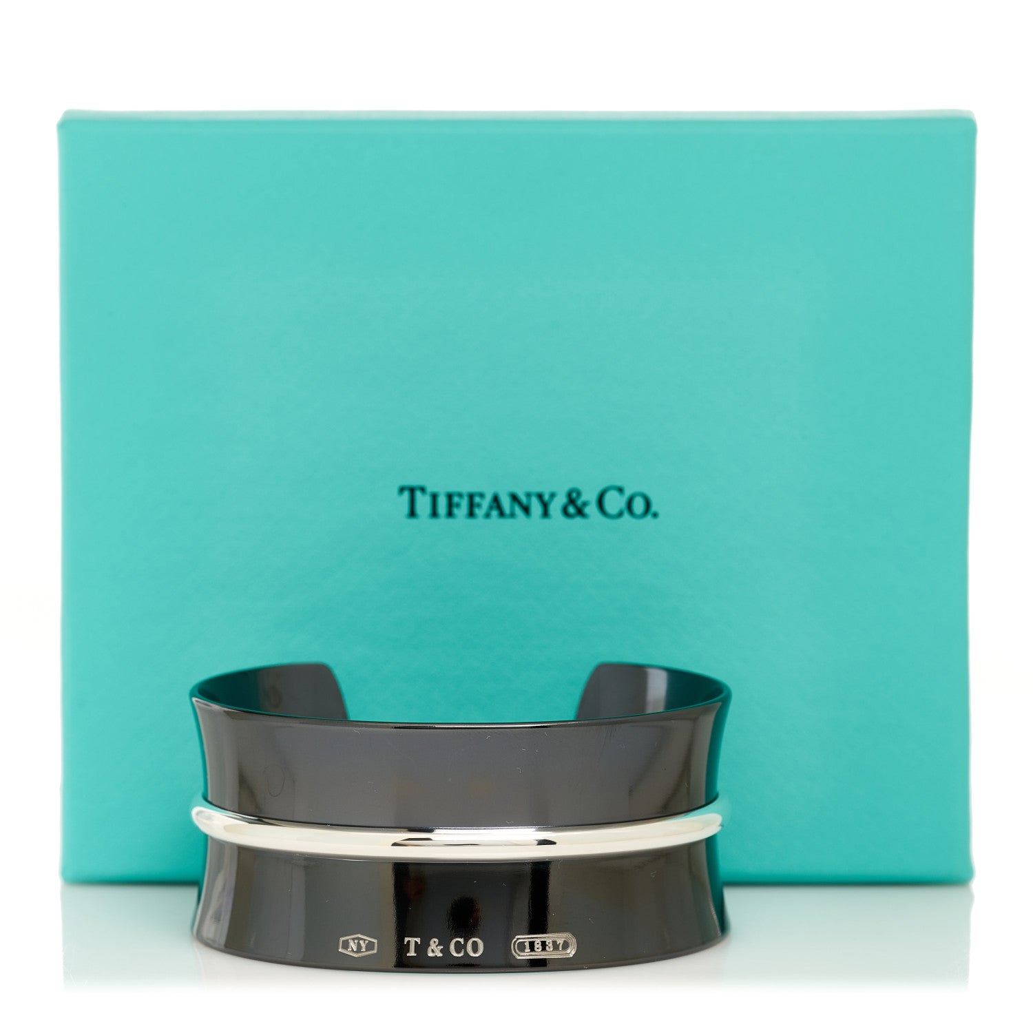 Tiffany Sterling Silver Titanium 1837 Wide Belt Cuff Bracelet 4 of 4